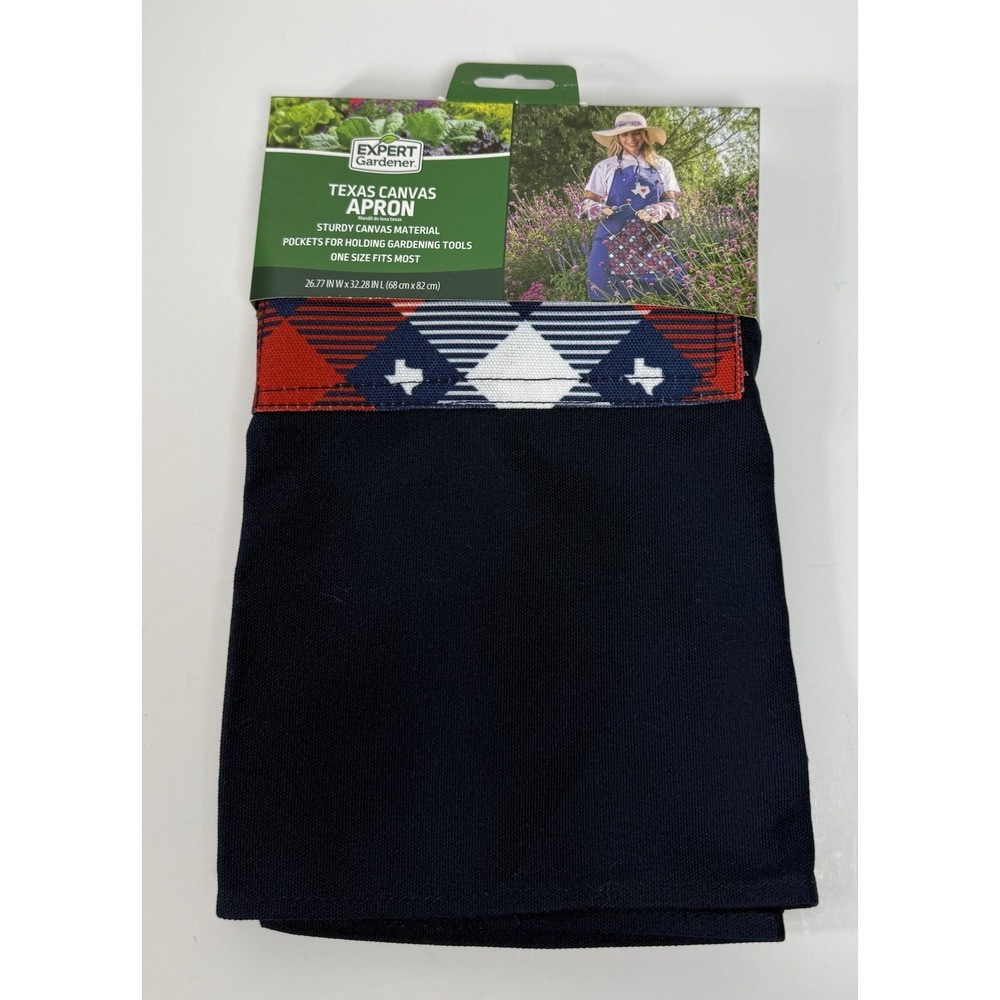 Texas Gardener Canvas Apron Red White & Blue Pockets One Size BBQ Cooking Gift - Picture 2 of 3